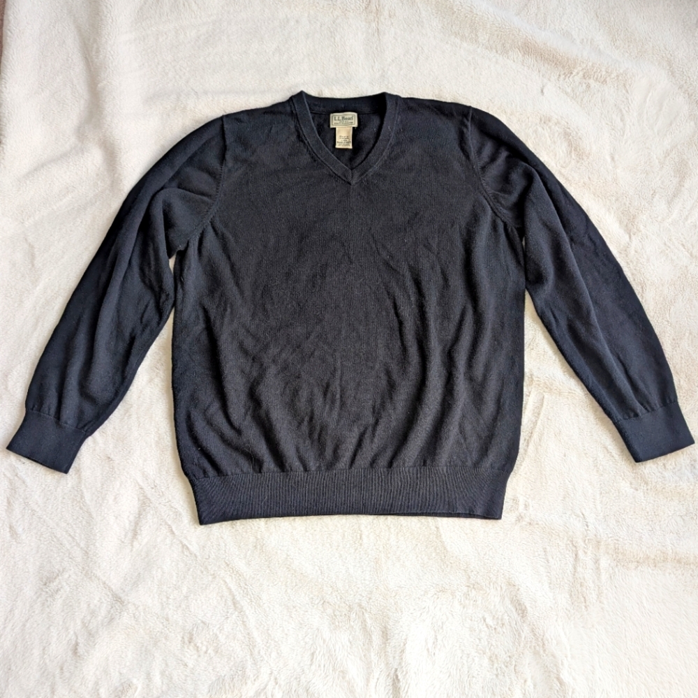 L.L. Bean Men's V-Neck Cotton & Cashmere Blend Sweater, Sz L
